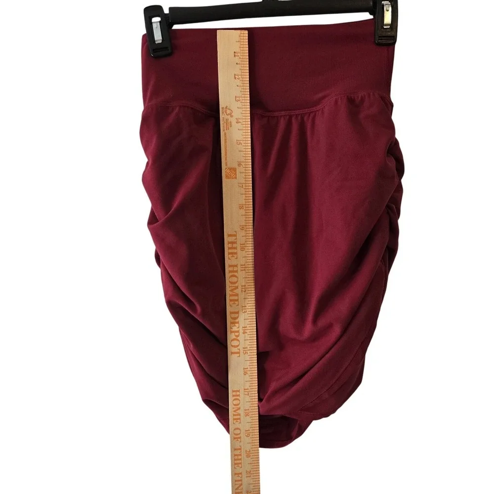 Athleta Red Ruched Skirt Womens Small Athletic Stretch Pull On Activewear - Picture 3 of 10